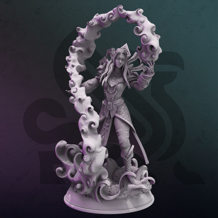 Elven Female Wizard Mage Warlock Sorcerer Miniature 32mm Scale - High Elf Mage by DM Stash