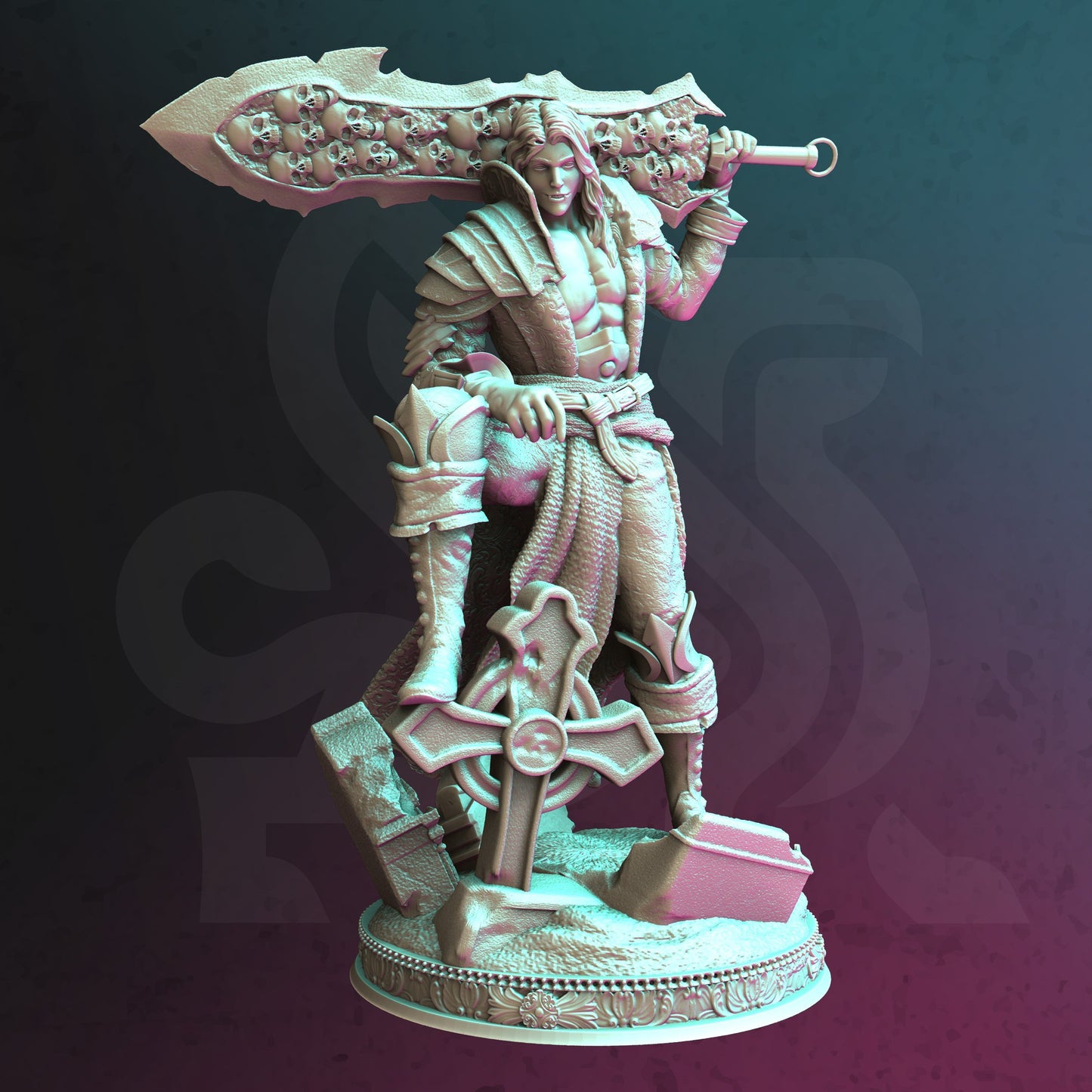 Vampiric Warrior Necromancer Paladin Villain 32mm Scale - Vampire Swordsman by DM Stash