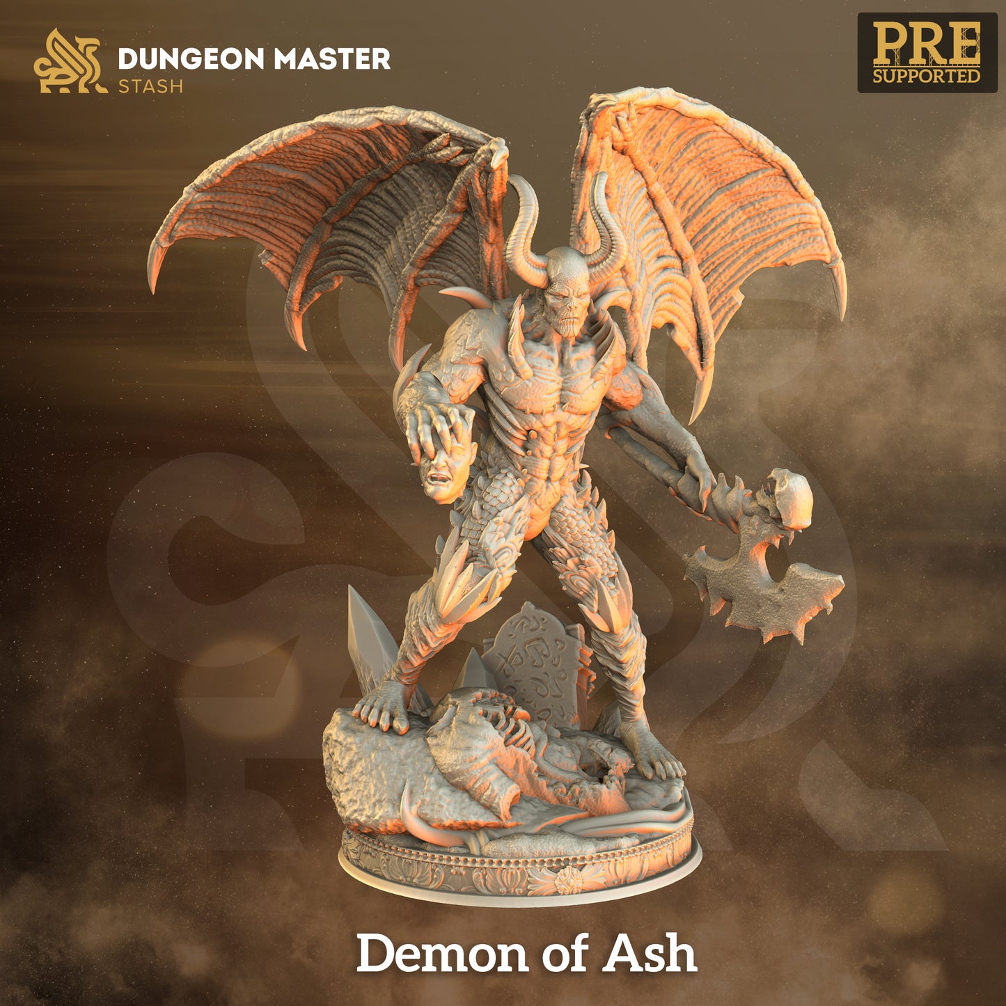 Winged Evil Monster Fiend Evil Gargoyle Villain 32mm Scale - Demon of Ash by DM Stash