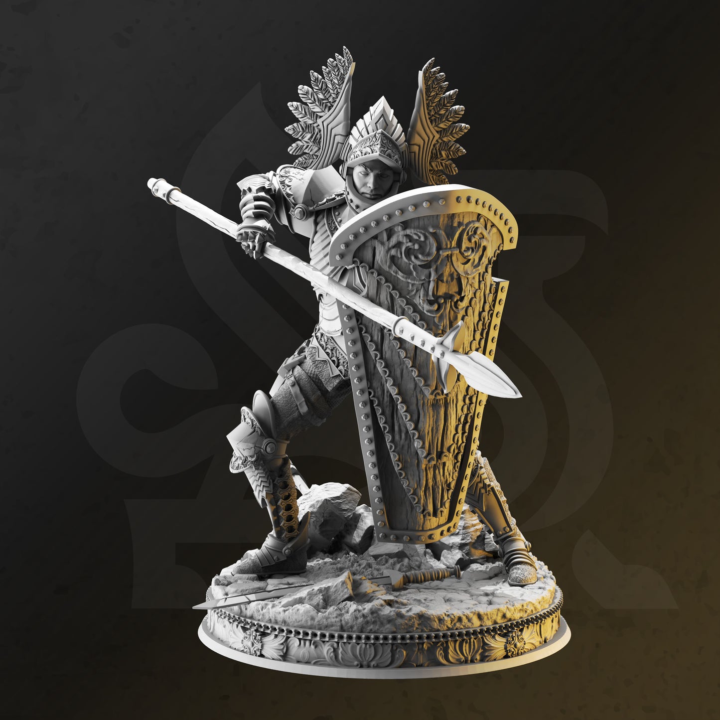 Winged Hussar Human Fighter Royal Knight Miniature 32mm Scale - Tower Guard by DM Stash