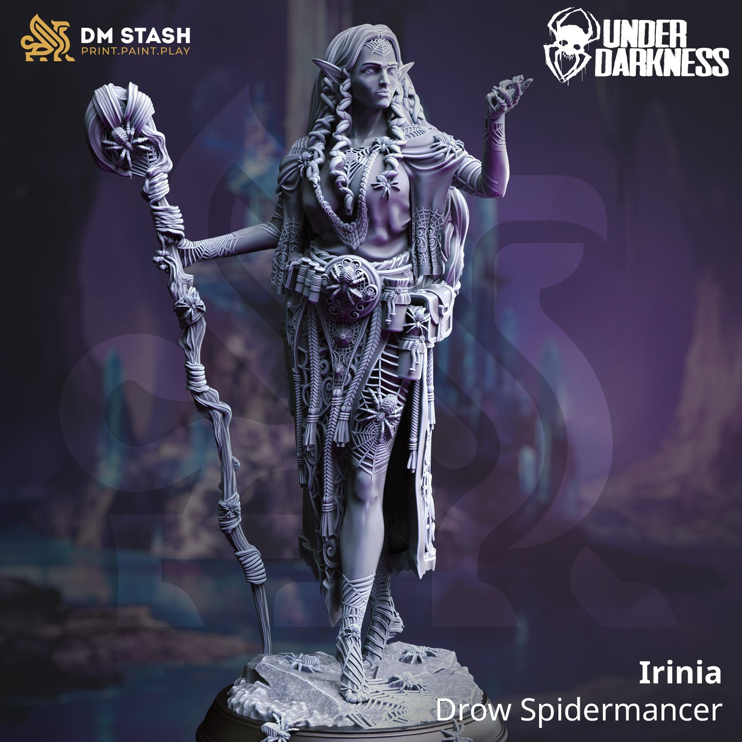 Elf Druid Wizard Spellcaster Villain Mage 32mm  Scale - Spidermancer by DM Stash