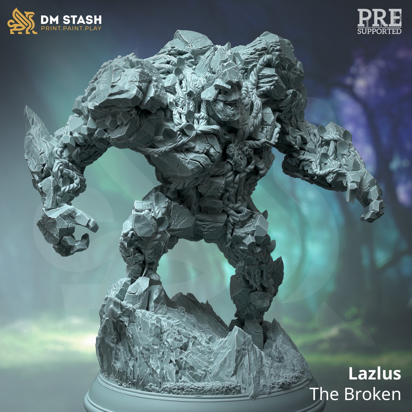 Stone Construct Earth Elemental Monster 32mm Scale - Elite Rock Golem by DM Stash