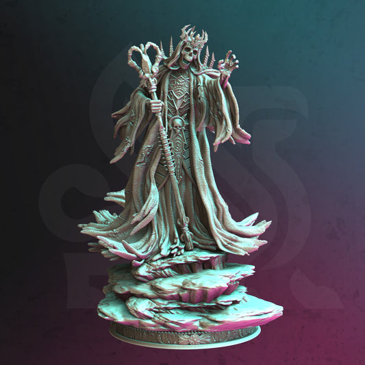 Undead Necromancer Skeleton Villain 32mm Scale - Ancient Lich by DM Stash