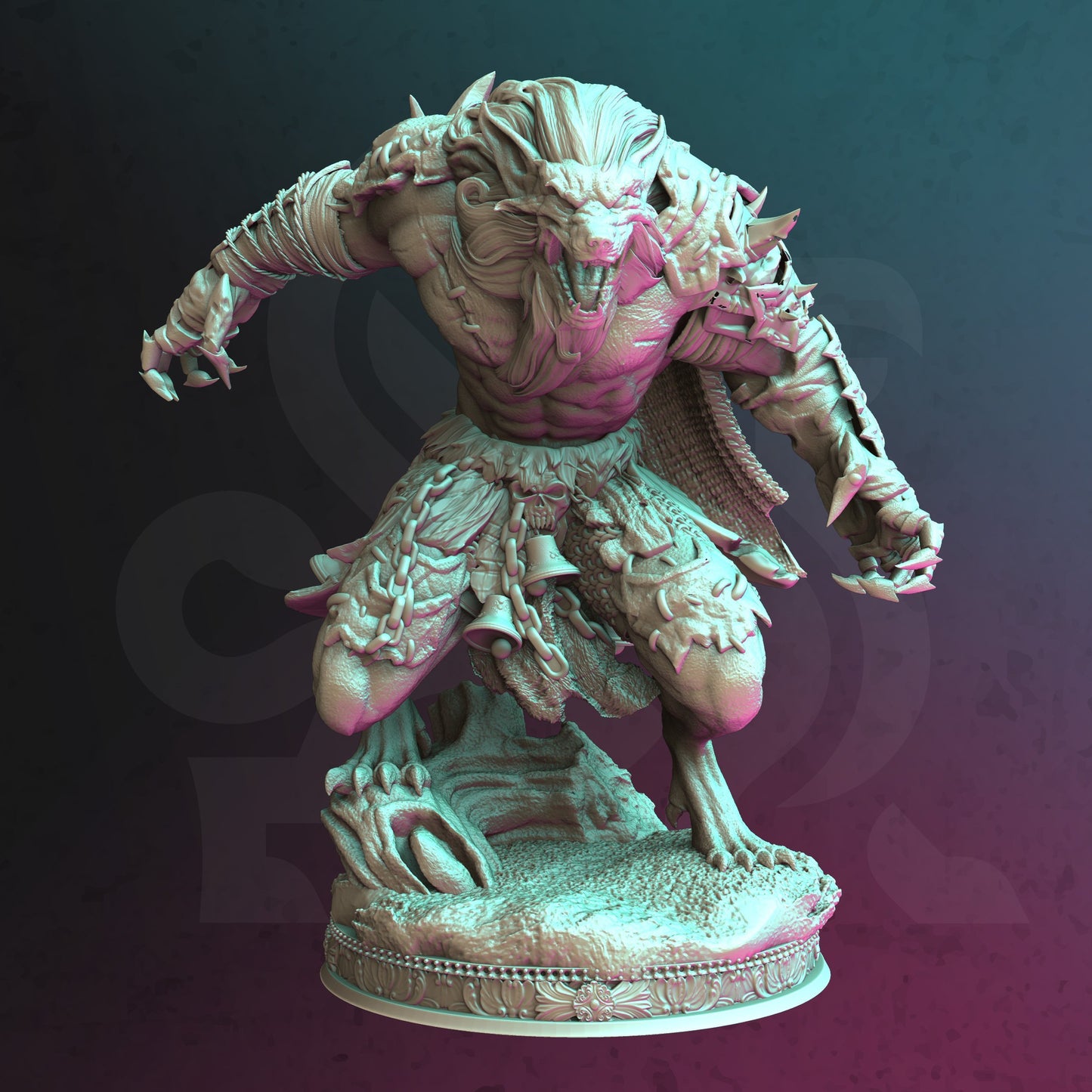 Undead Chained Lycanthrope Monster Villain 32mm Scale - Werewolf Knight by DM Stash