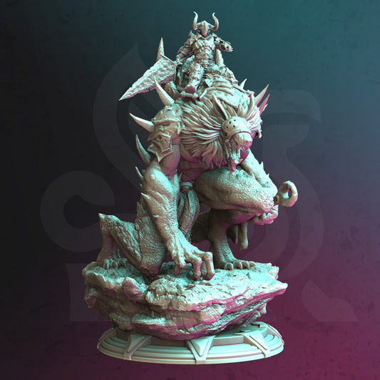 Dire Werewolf Rider Warrior Villain Miniature 32mm Scale - Werewolf Rider by DM Stash