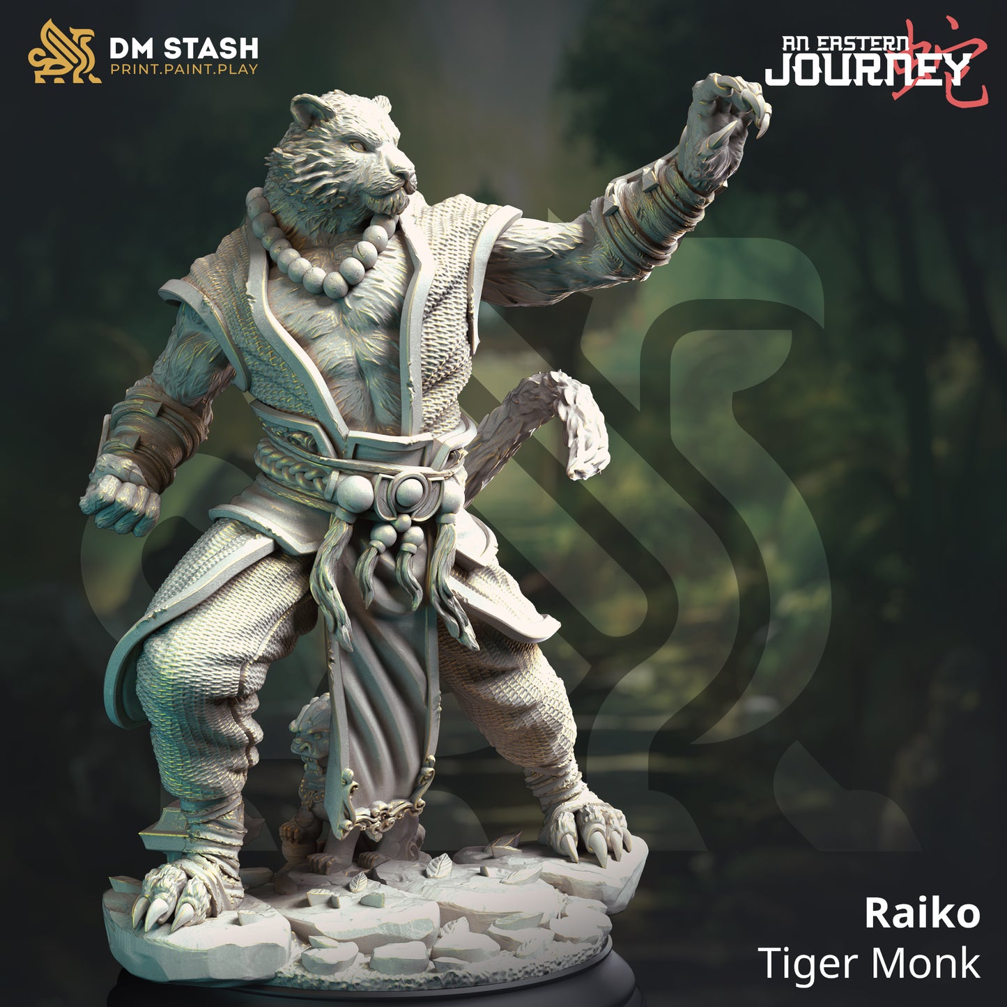 Lionfolk Beastrace Unarmed Fighter 32mm Scale - Tabaxi Tiger Monk by DM Stash