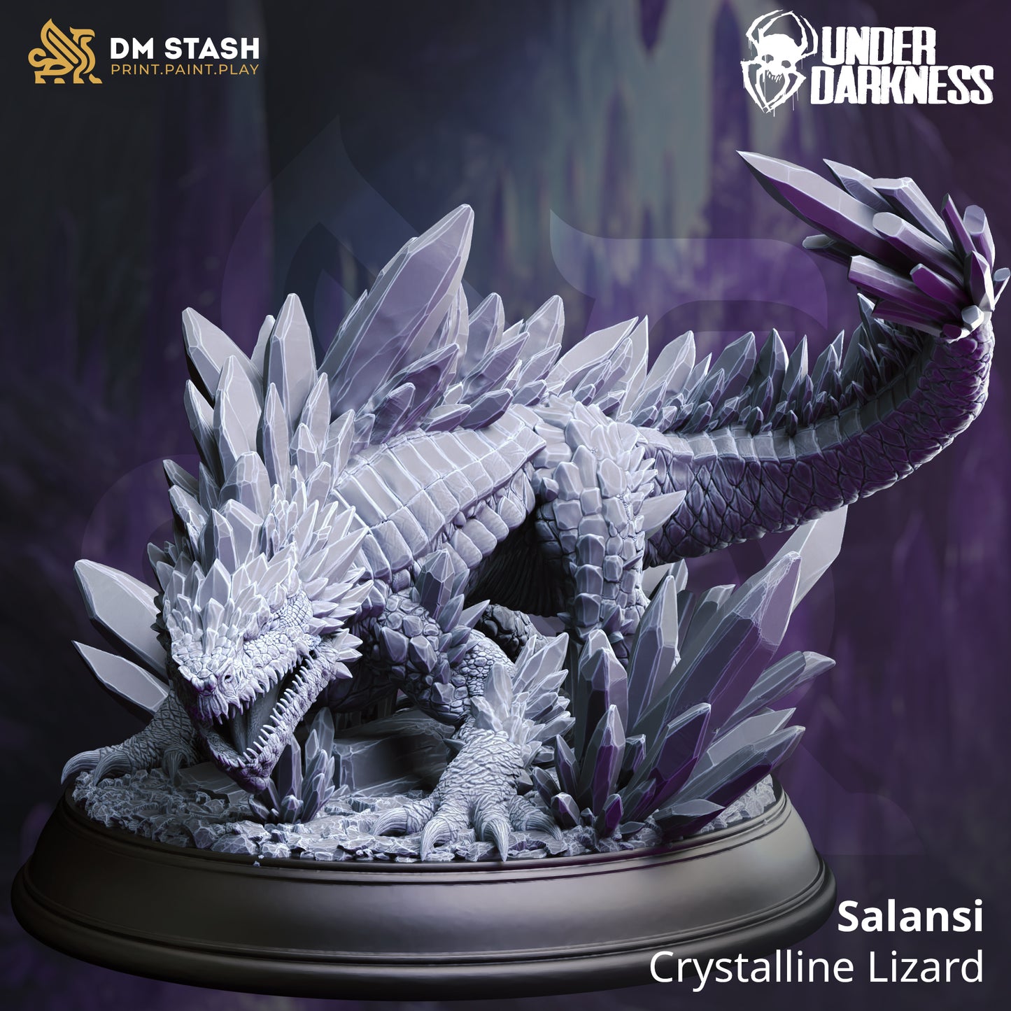 Crystal Lizard Monster Boss Minion 32mm Scale - Crystalline Lizard by DM Stash