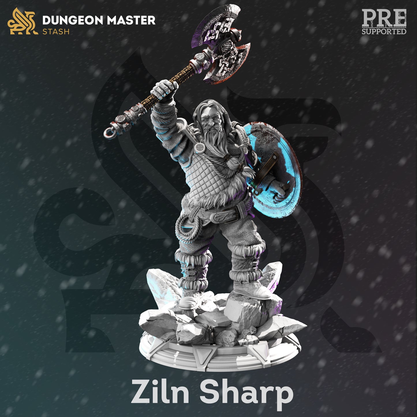 Winter Dwarf Paladin Axe Warrior 32mm Scale - Righteous Dwarf Cleric by DM Stash