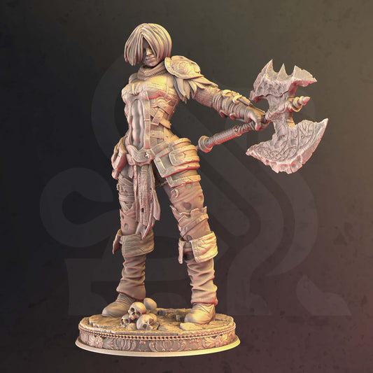 Barbarian Female Greataxe Warrior Miniature 32mm Scale - Goliath Barbarian by DM Stash