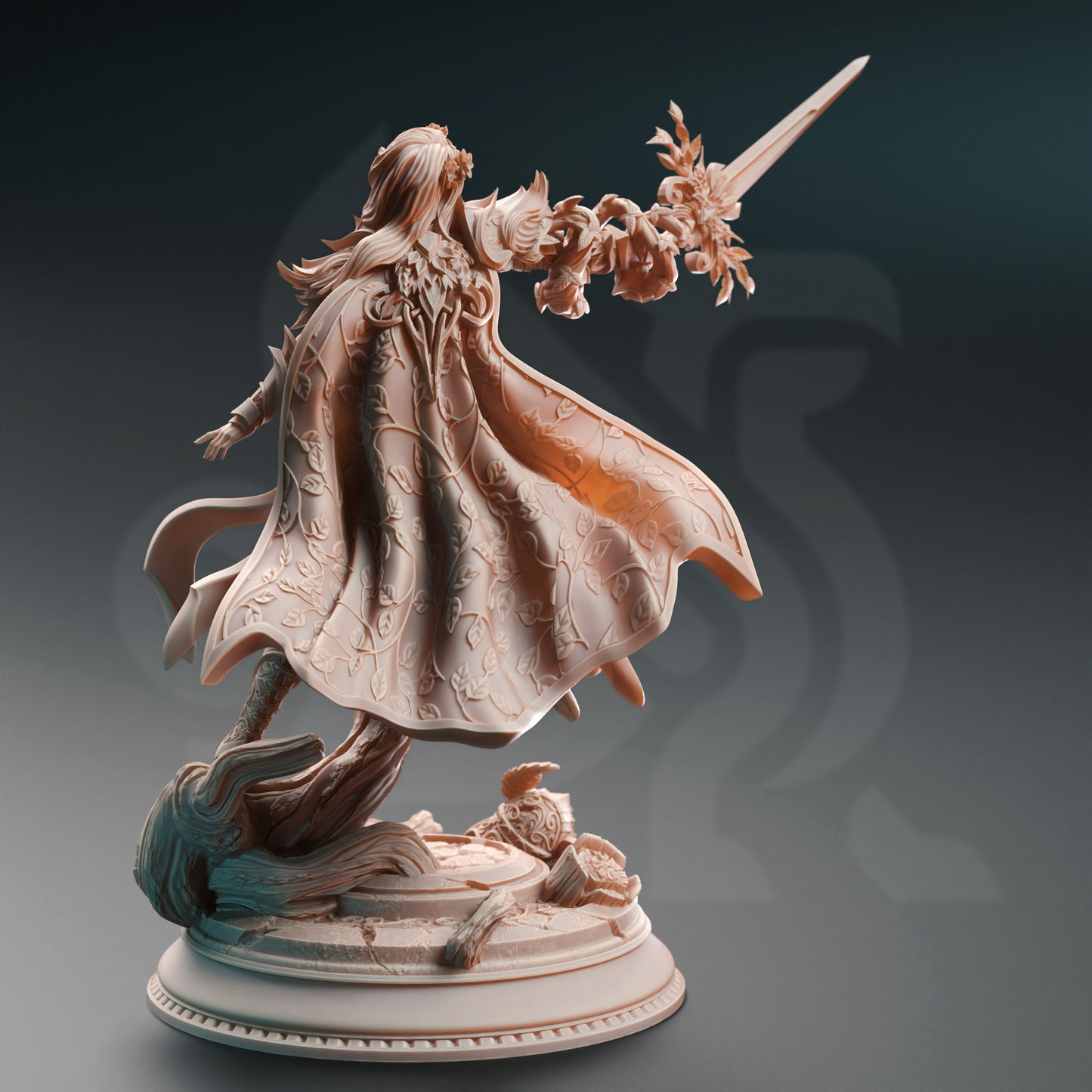 Elven Female Duelist Druid Miniature 32mm Scale Champion Fey Elf Paladin by DM Stash