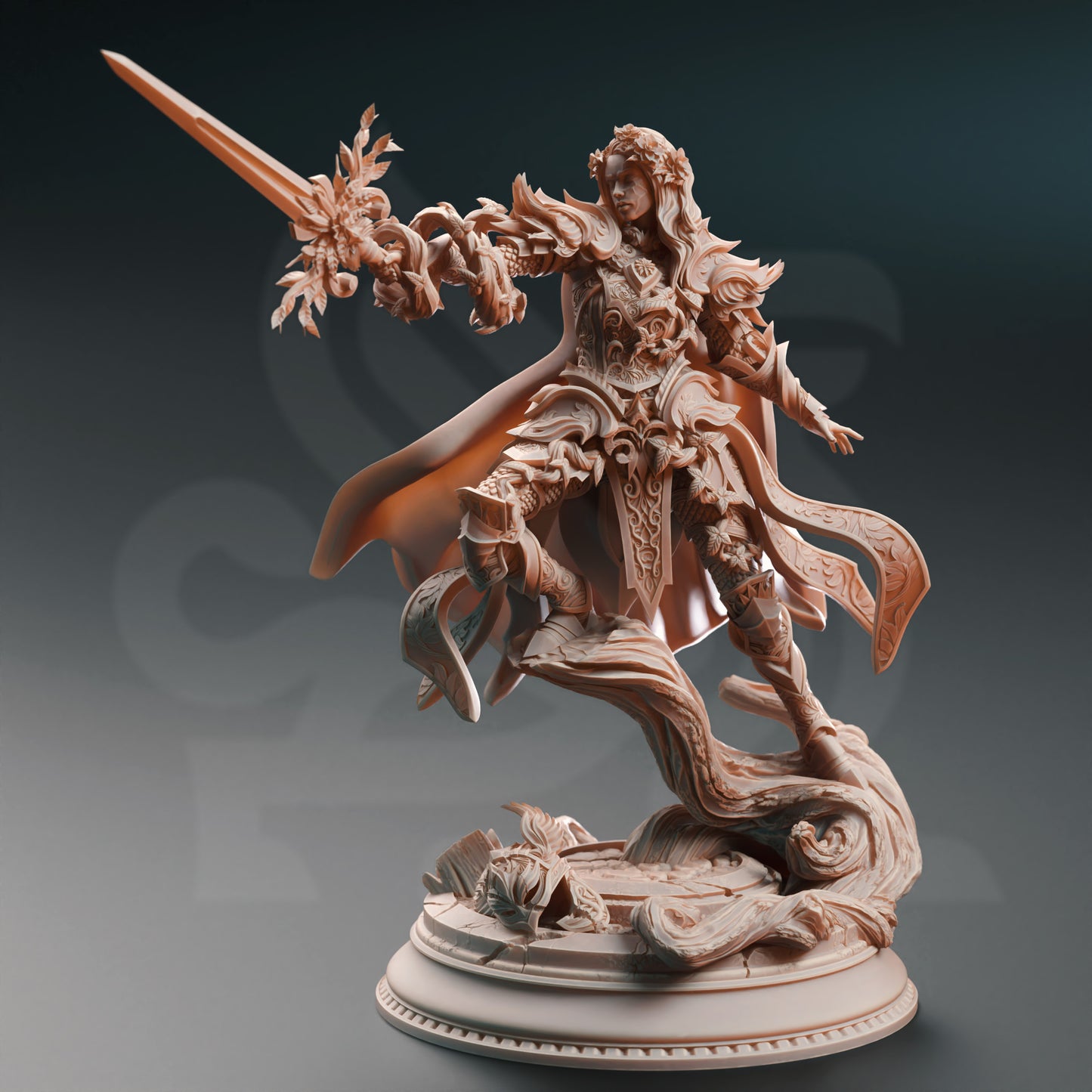 Elven Female Duelist Druid Miniature 32mm Scale Champion Fey Elf Paladin by DM Stash