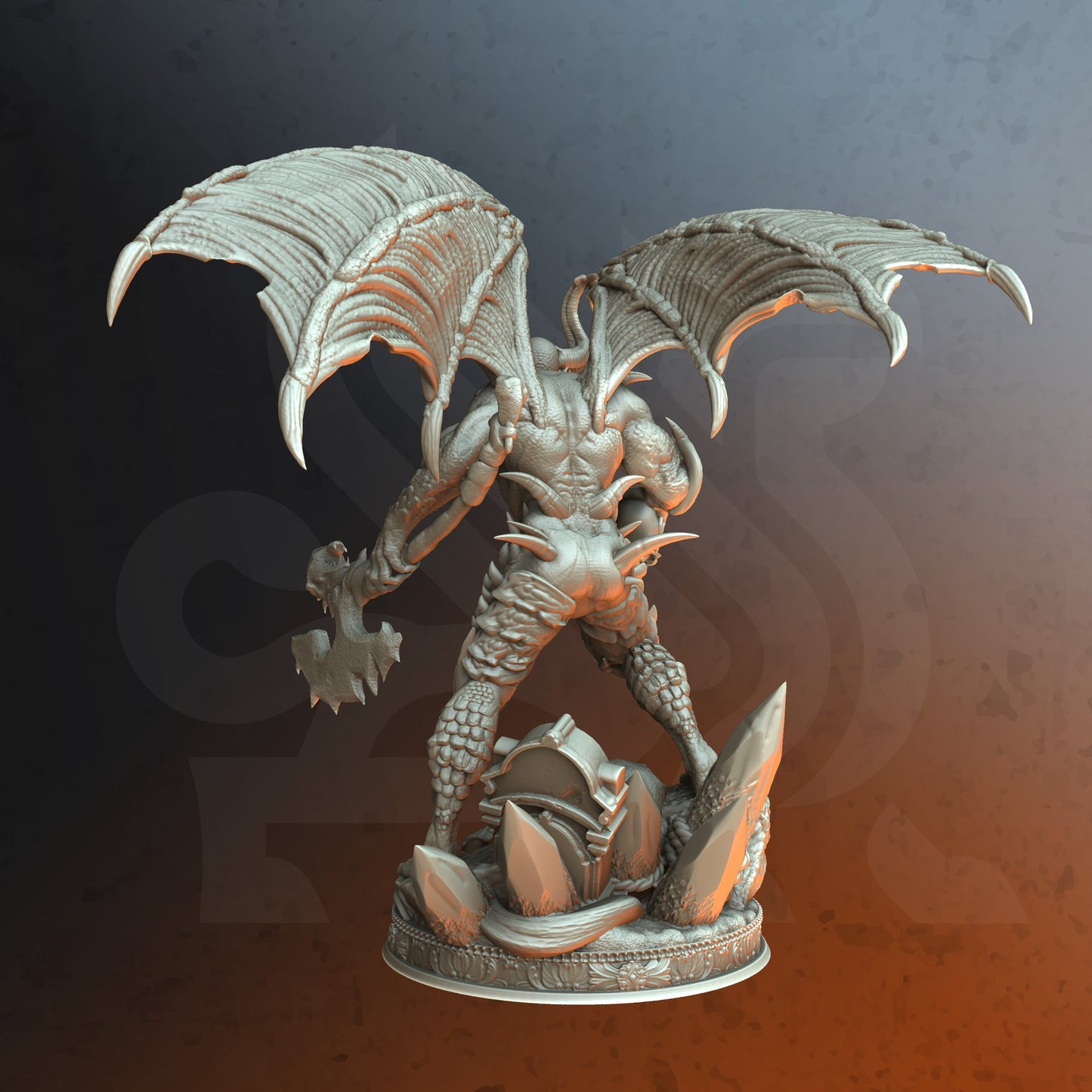 Winged Evil Monster Fiend Evil Gargoyle Villain 32mm Scale - Demon of Ash by DM Stash