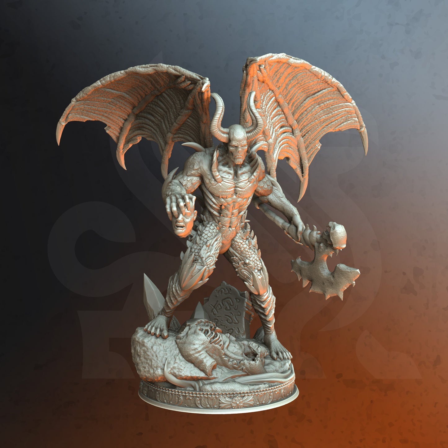 Winged Evil Monster Fiend Evil Gargoyle Villain 32mm Scale - Demon of Ash by DM Stash