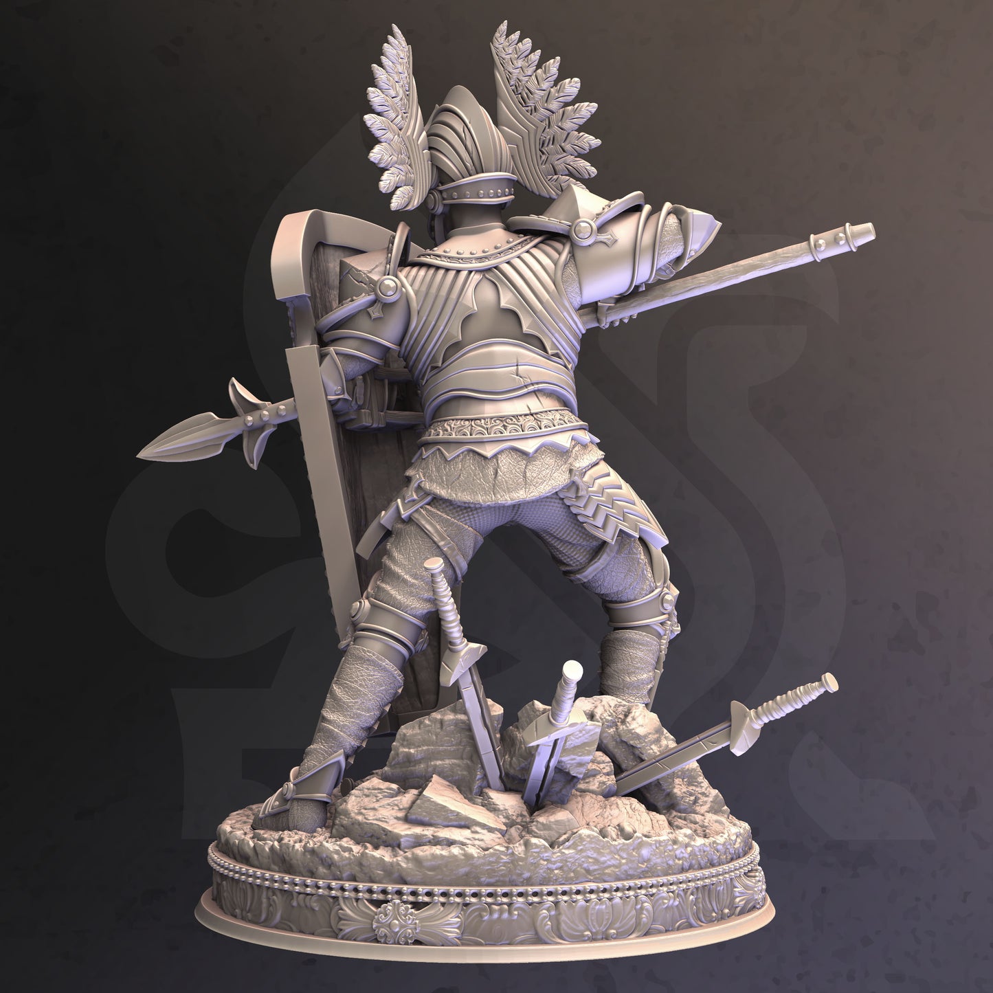 Winged Hussar Human Fighter Royal Knight Miniature 32mm Scale - Tower Guard by DM Stash