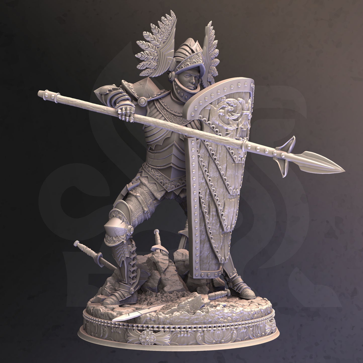 Winged Hussar Human Fighter Royal Knight Miniature 32mm Scale - Tower Guard by DM Stash