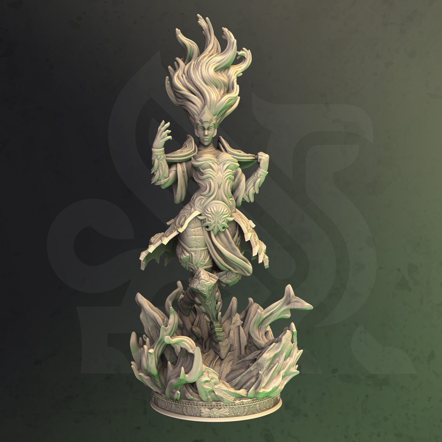 Fey Spellcaster Elf Fire Genasi Mage 32mm Scale - Fiery Sorceress by DM Stash