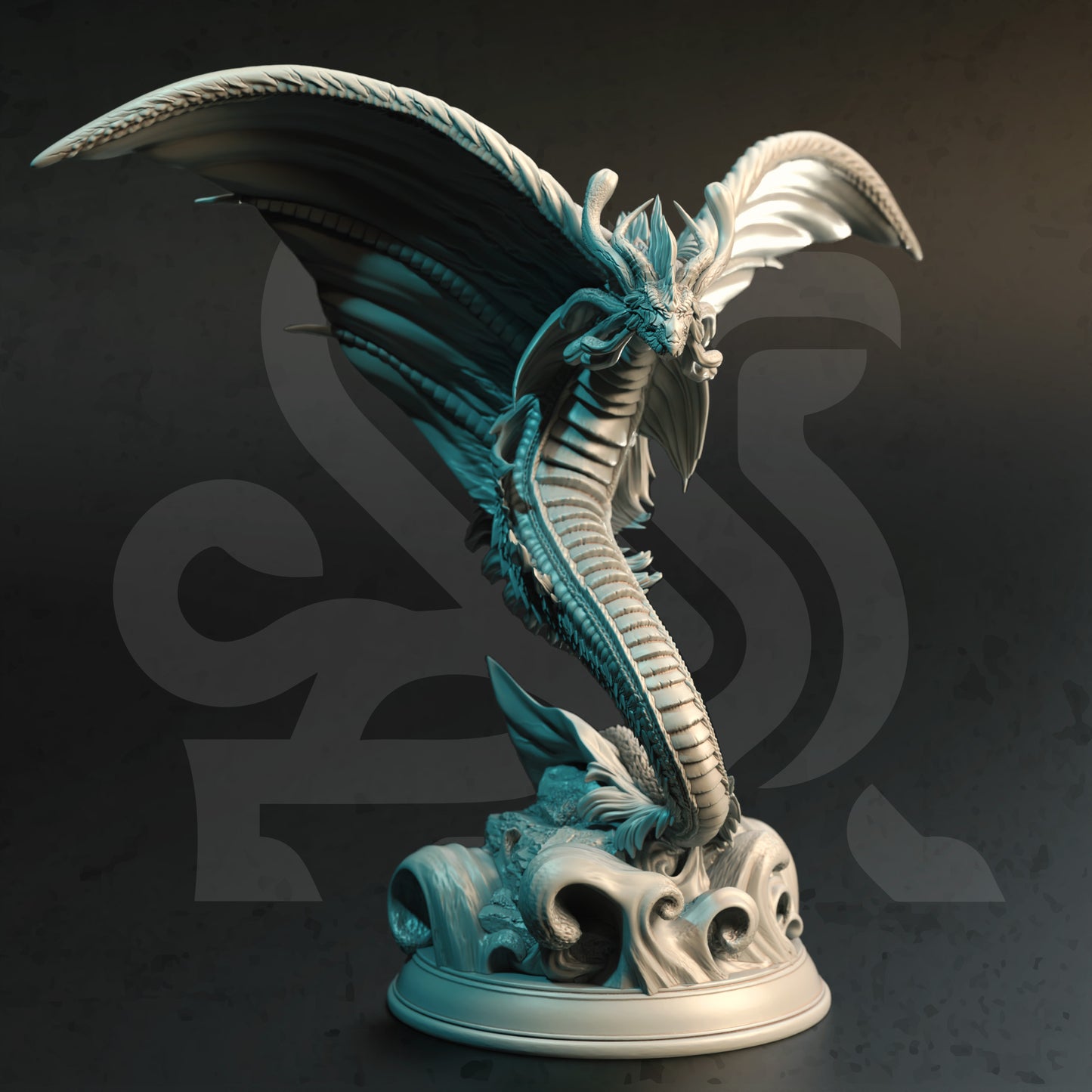 Draconic Wyrmling Boss Monster Miniature 32mm Scale - Juvenile Mana Wyrm by DM Stash