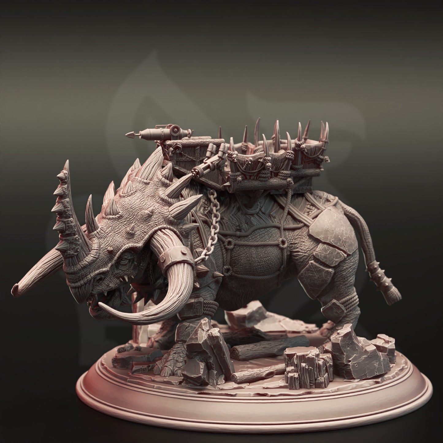 Gargantuan Fantasy Monster Barbarian Mount 32mm Scale - Great Orcish War Beast by DM Stash