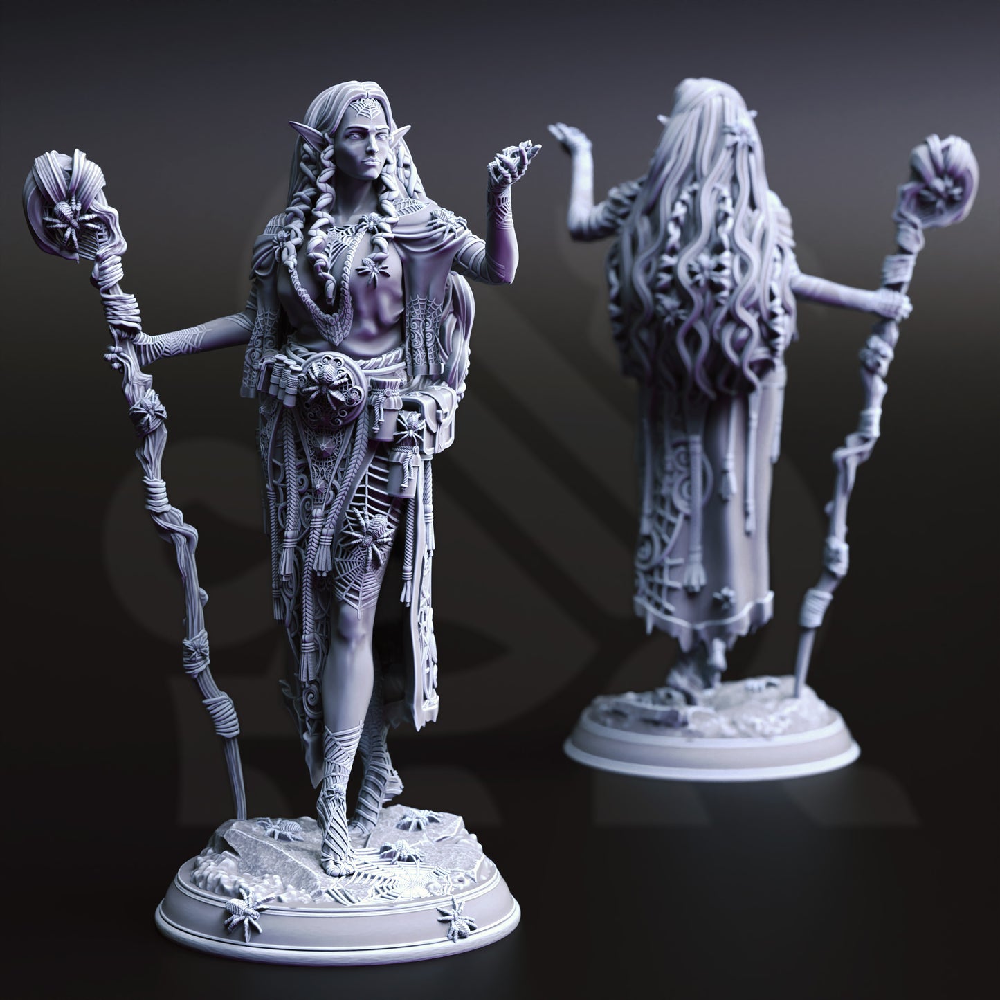 Elf Druid Wizard Spellcaster Villain Mage 32mm  Scale - Spidermancer by DM Stash