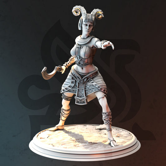 Egyptian Female Demonspawn Spellcaster Miniature 32mm Scale - Exotic Tiefling Warlock by DM Stash