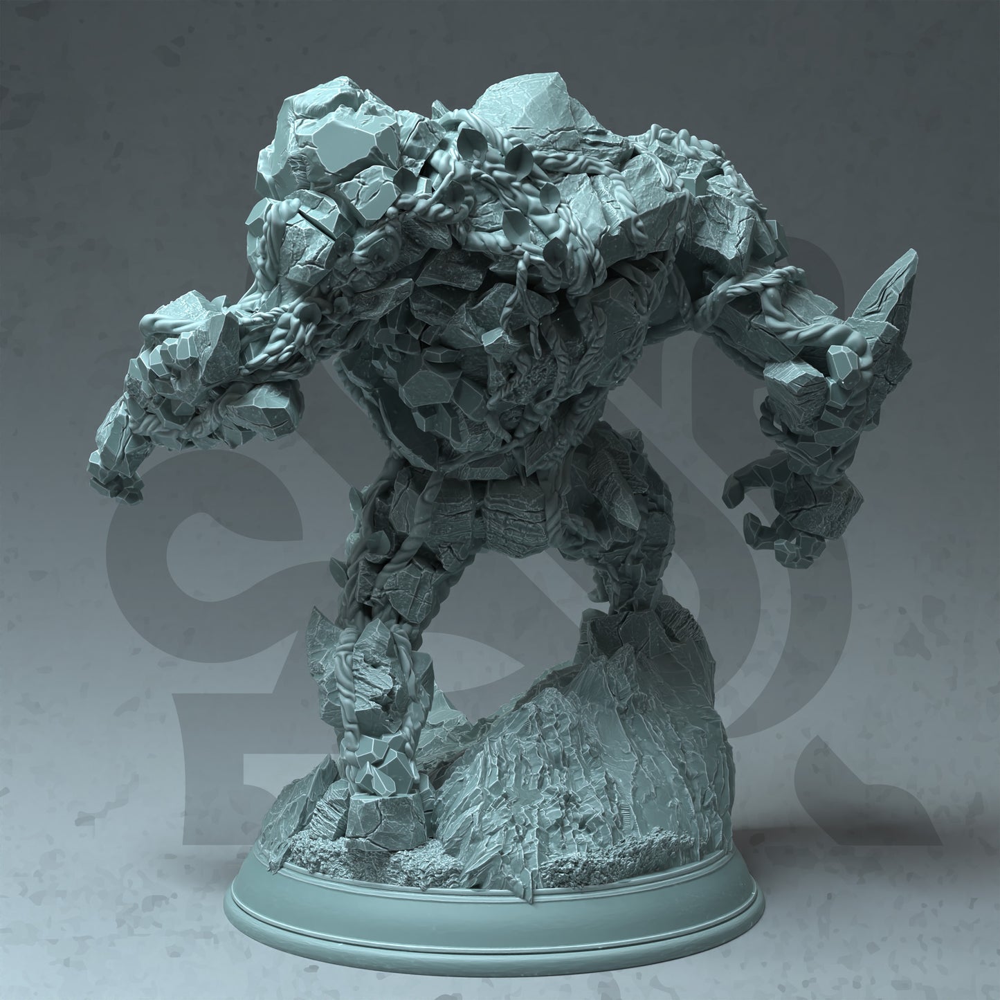 Stone Construct Earth Elemental Monster 32mm Scale - Elite Rock Golem by DM Stash