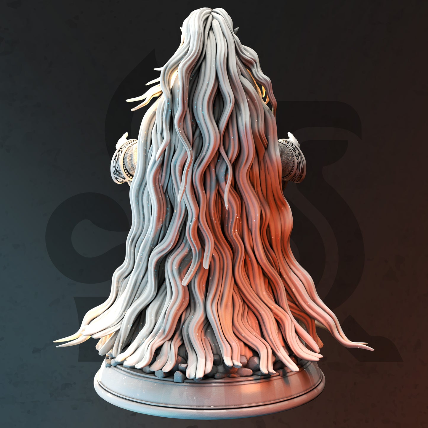 Meditating Female Monk Sorceress Genasi Elf 32mm Scale - Elf Storm Sorcerer by DM Stash