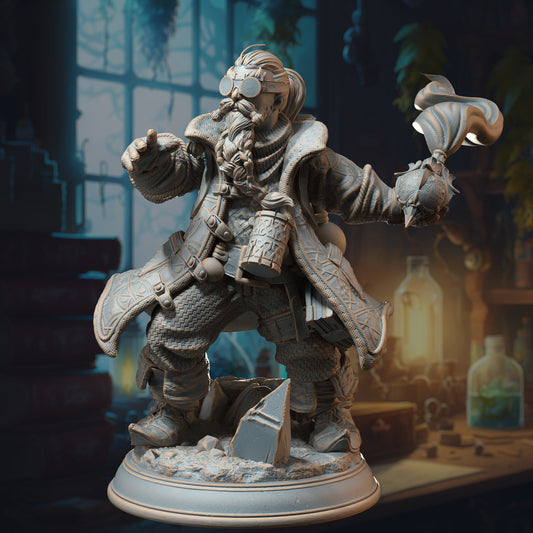 Dwarf Engineer Bomber Mad Scientist 32mm Scale - Dwarven Alchemist by DM Stash