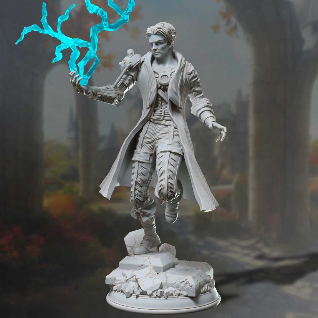 Mad Scientist Wizard Steampunk Spellcaster Genasi 32mm Scale - Clockwork Artificer by DM Stash