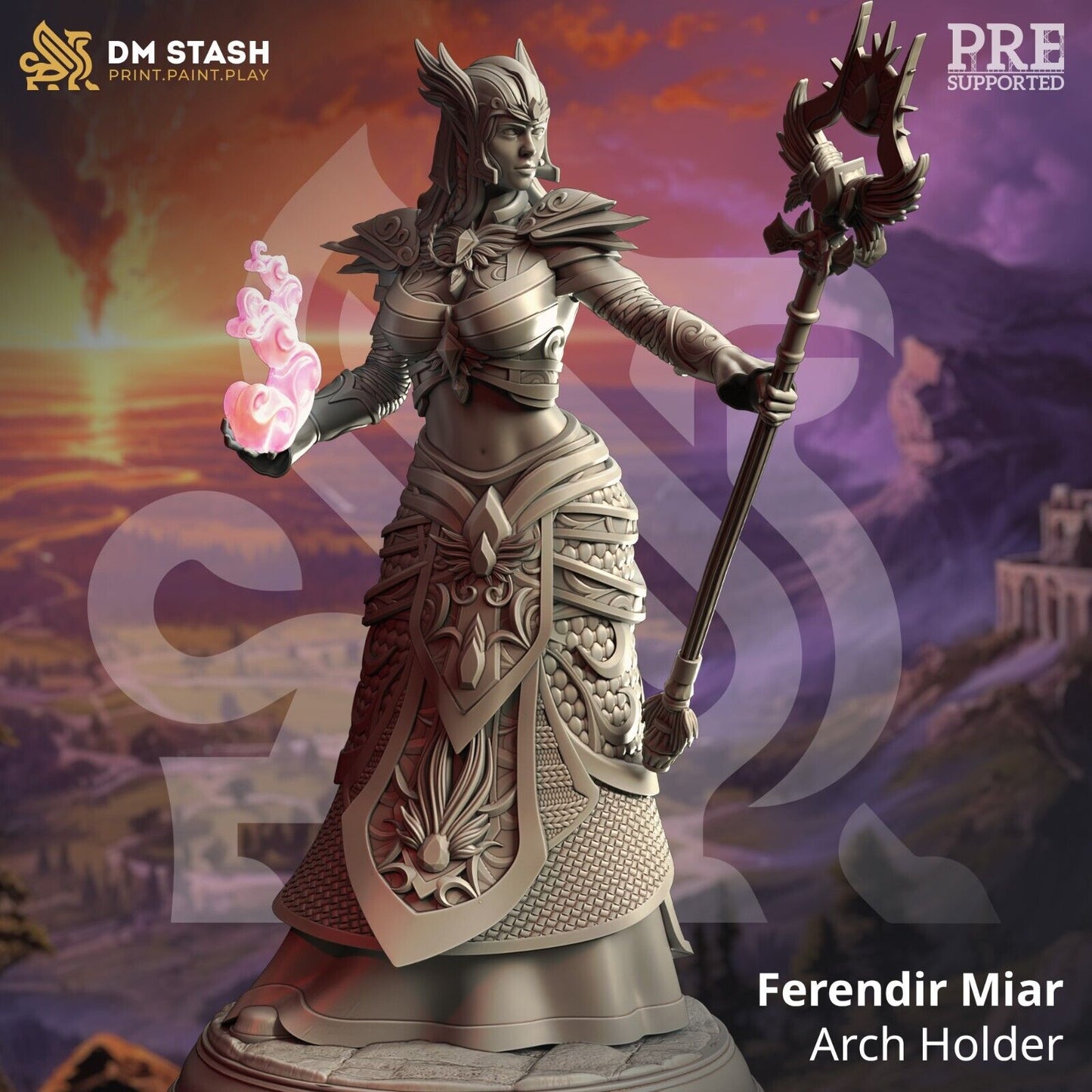 Elven Female Mage Spellcaster Villain 32mm Scale - High Elven Witch Queen by DM Stash