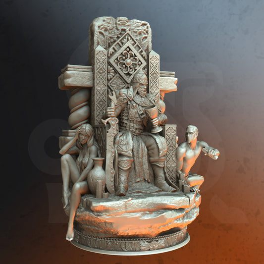 Arabic King Warrior Throne NPC Miniature 32mm Scale - The Great Sultan Hakim by DM Stash