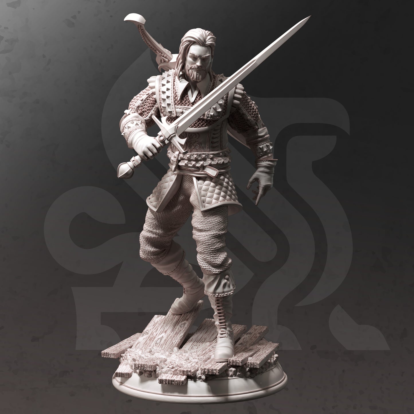 Vampire Slayer Rogue Warrior Human Miniature 32mm Scale - Old Master Bloodhunter by DM Stash