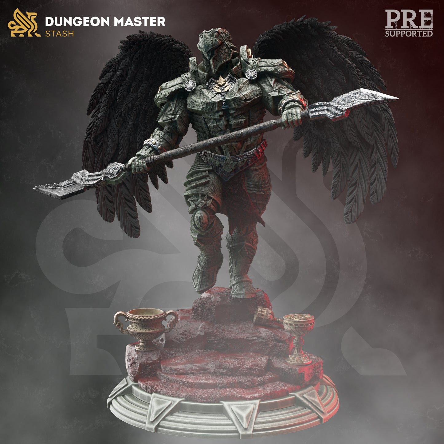 Giant Angelic Boss Monster Gargoyle Miniature 32mm Scale - Celestial Warrior Statue by DM Stash