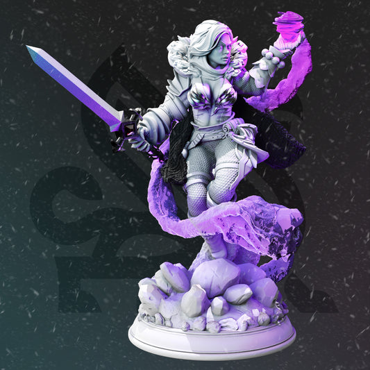 Halfling Female Wizard Battlemage Sorceress 32mm Scale - Halfling Caster by DM Stash