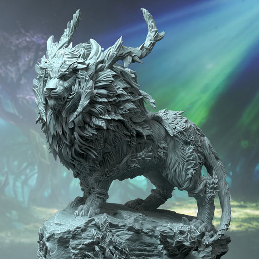 Mythical Lion Beast Monster Guardian NPC 32mm Scale - Lordly Fey Spirit by DM Stash