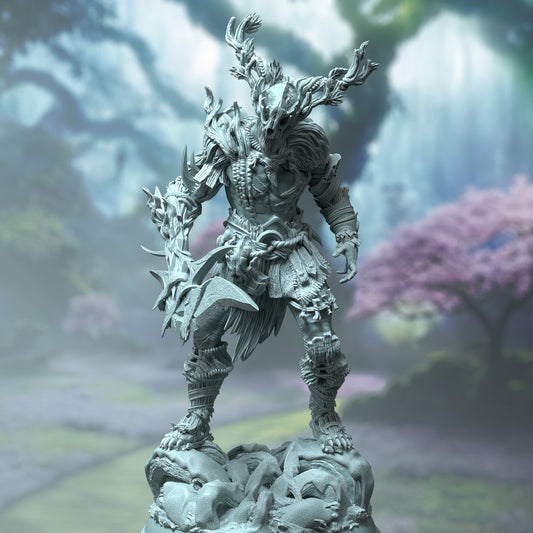 Tribal Druid Shapeshifter Warrior Villain 32mm Scale - Infused Druidic Barbarian by DM Stash