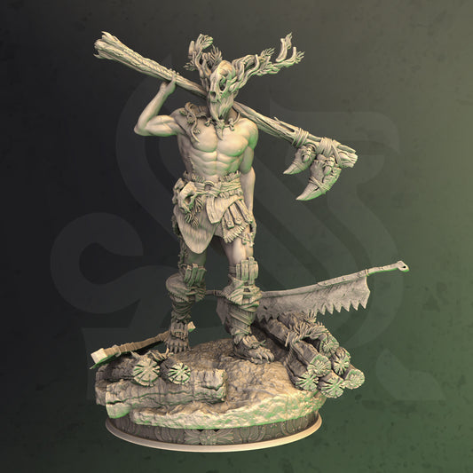 Nature Guardian Cultist Warrior Butcher Villain 32mm Scale - Druidic Barbarian by DM Stash