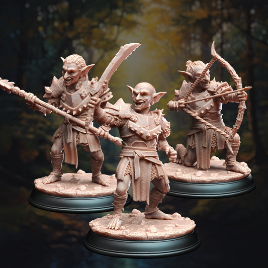 Goblin Horde Fiend Imp Bandits Spear Sword Bow Trio 32mm Scale - Goblin Tribe by DM Stash