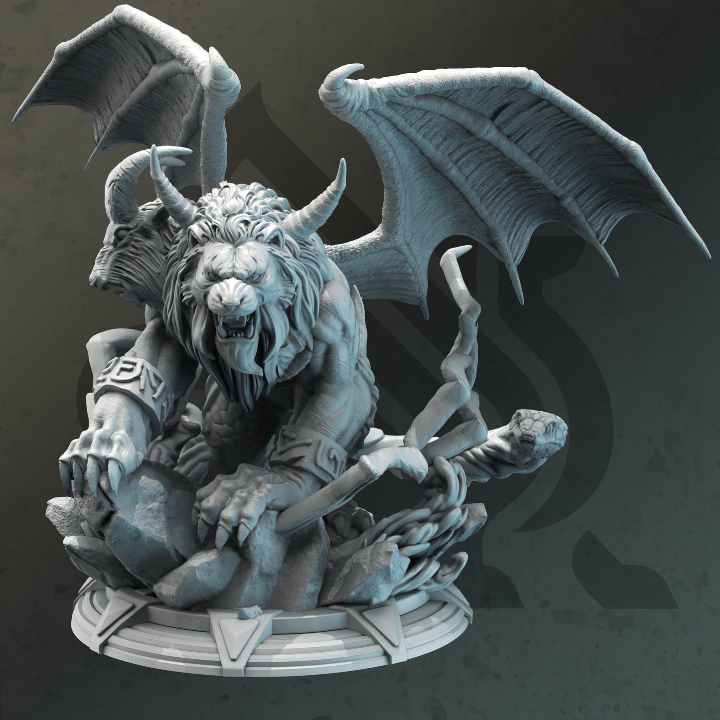 Flying Lion Monster Mythological Beast Miniature 32mm Scale  - Lightning Chimera by DM Stash