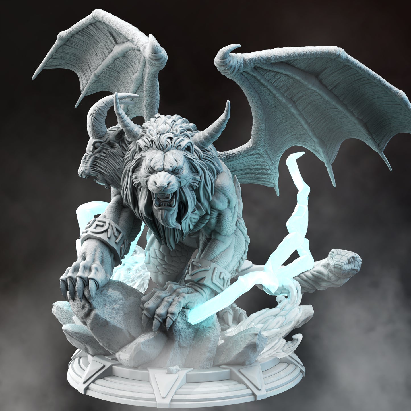 Flying Lion Monster Mythological Beast Miniature 32mm Scale  - Lightning Chimera by DM Stash